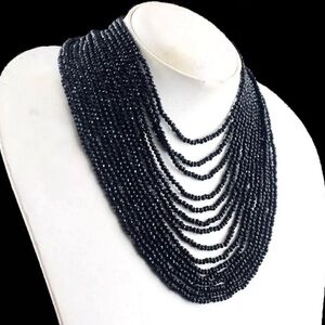 15 Strand Amazing Cut Black Spinel 598 Cts Beaded Beautiful Necklace